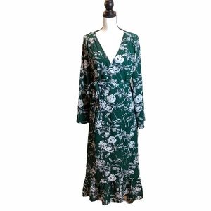 Pinkblush Green Floral Maternity Wrap Maxi Dress